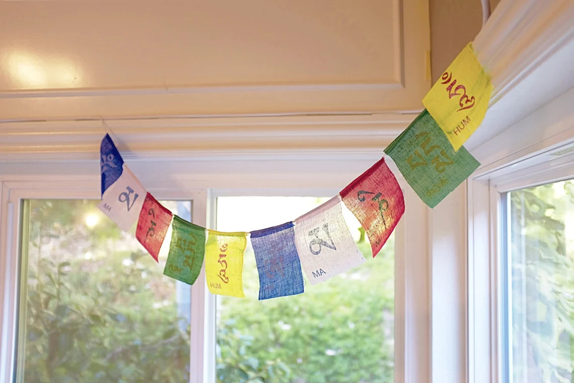 Om Mani Padme Hum Prayer Flags Banner